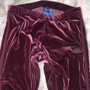 Adidas Maroon Velvet Leggings